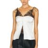 Women SIMKHAI Tops | Hyla Lace Combo Camisole Top Ivory