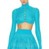 Women ALAÏA Sweaters & Knits | Crinoline Cardigan Top Turquoise