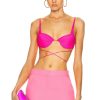 Women Alex Perry Tops | Coltan Ruched Wrap Bralette Fluro Pink