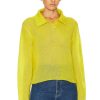 Women The Elder Statesman Sweaters & Knits | Nimbus Henley Sweater Chartreuse