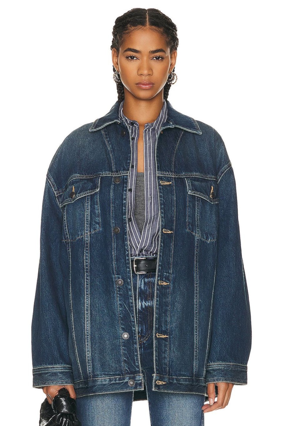 Women NILI LOTAN Jackets & Coats | Adam Oversized Denim Jacket Simon Wash