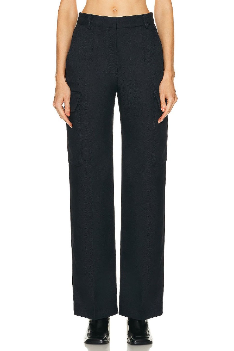 Women Stella McCartney Pants | Tailored Straight Cargo Trouser Ink