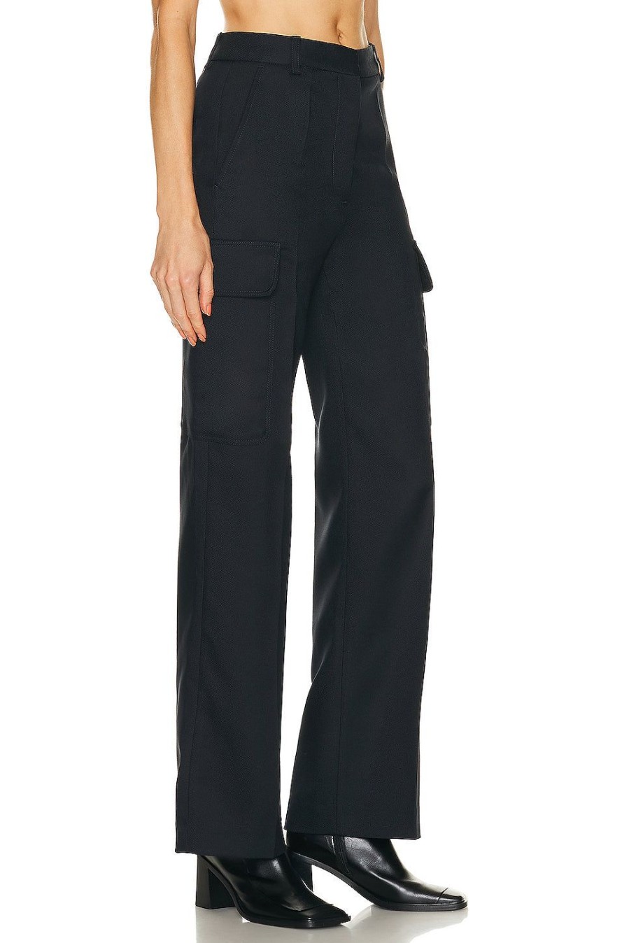 Women Stella McCartney Pants | Tailored Straight Cargo Trouser Ink