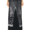 Women Jean Paul Gaultier Skirts | Trompe L'Oeil Flag Label Long Skirt Black & Grey