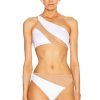 Women Norma Kamali Tops | Snake Mesh Bra Swimsuit White & Nude Mesh