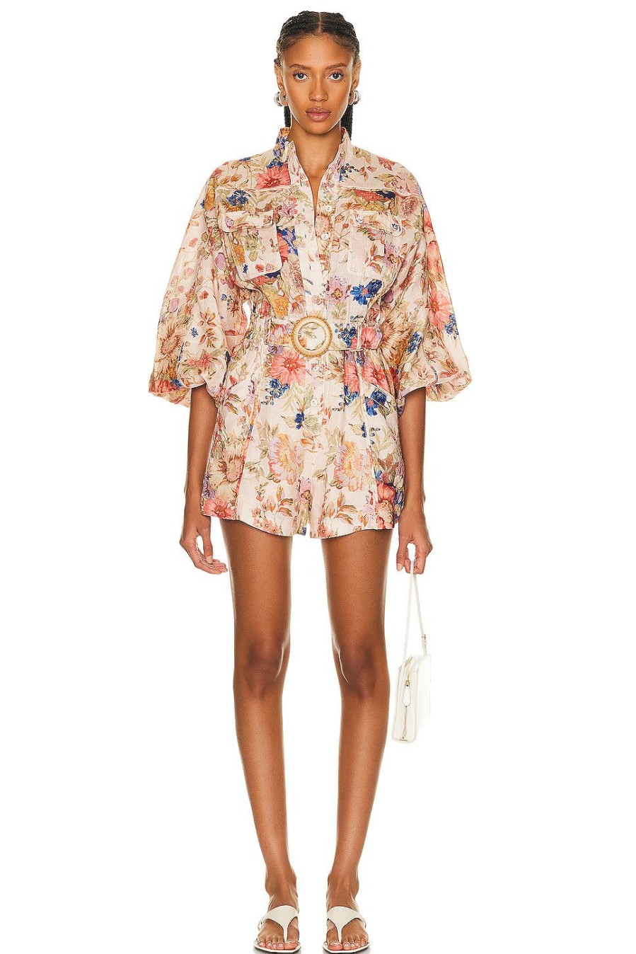 Women Zimmermann Jumpsuits & Rompers | August Panelled Playsuit Cream Floral