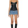 Women Mugler Skirts | Corset Mini Skirt Medium Blue & Black