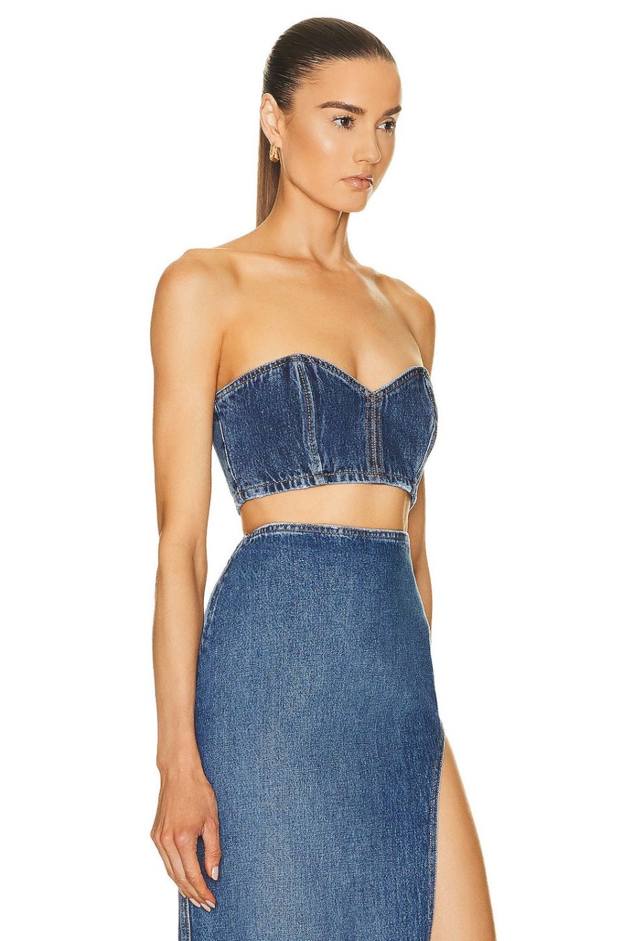 Women MONOT Tops | Sweetheart Denim Bandeau Indigo