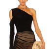 Women Norma Kamali Tops | One Shoulder One Sleeve Top Black