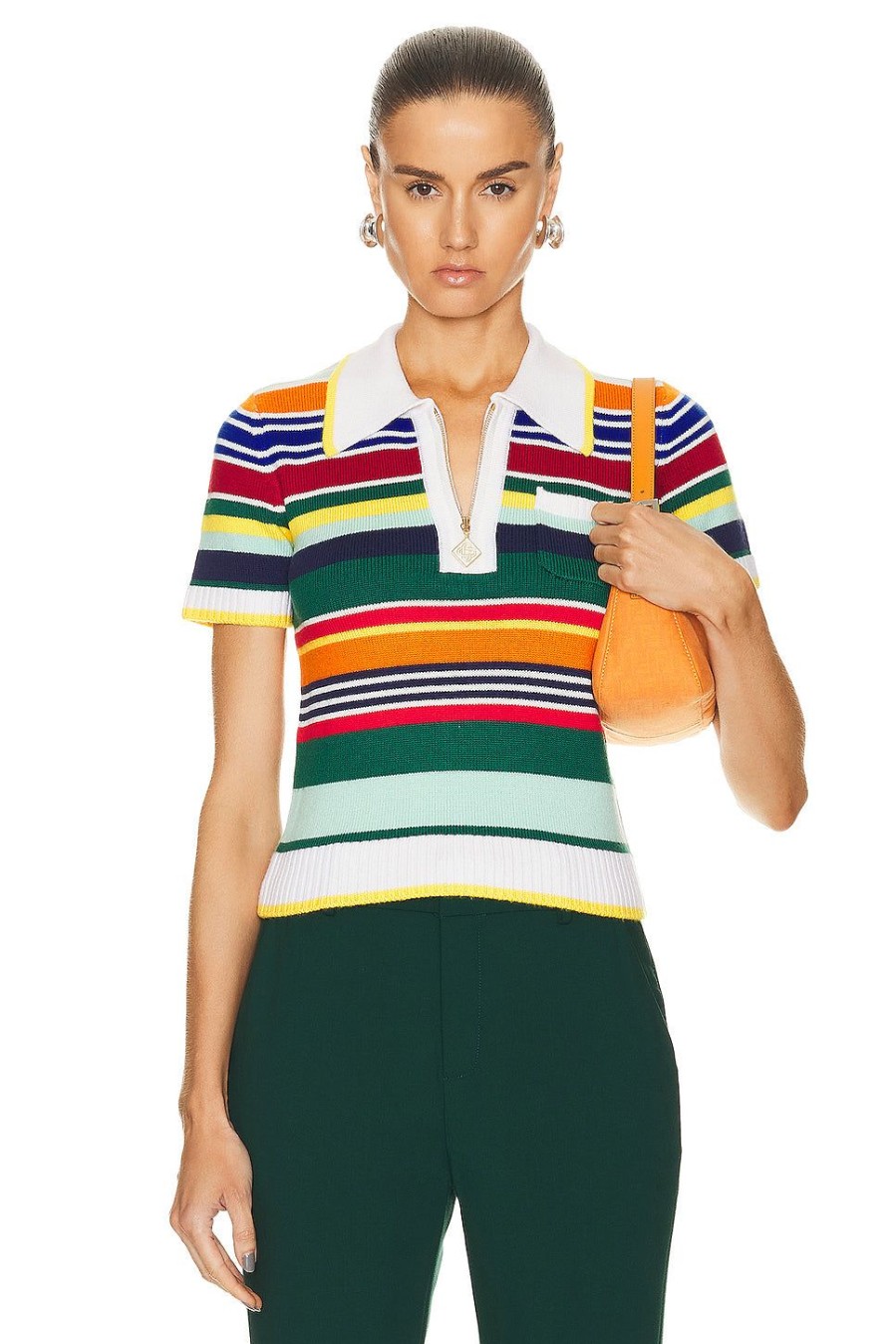 Women Casablanca Sweaters & Knits | Short Sleeve Polo Shirt Multi