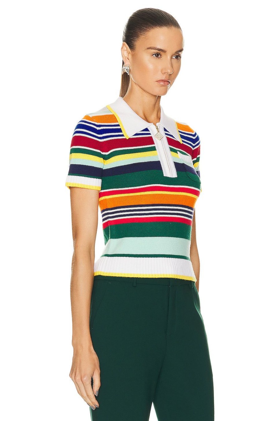 Women Casablanca Sweaters & Knits | Short Sleeve Polo Shirt Multi