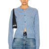 Women Acne Studios Sweaters & Knits | Face Regular Cardigan Steel Blue Melange