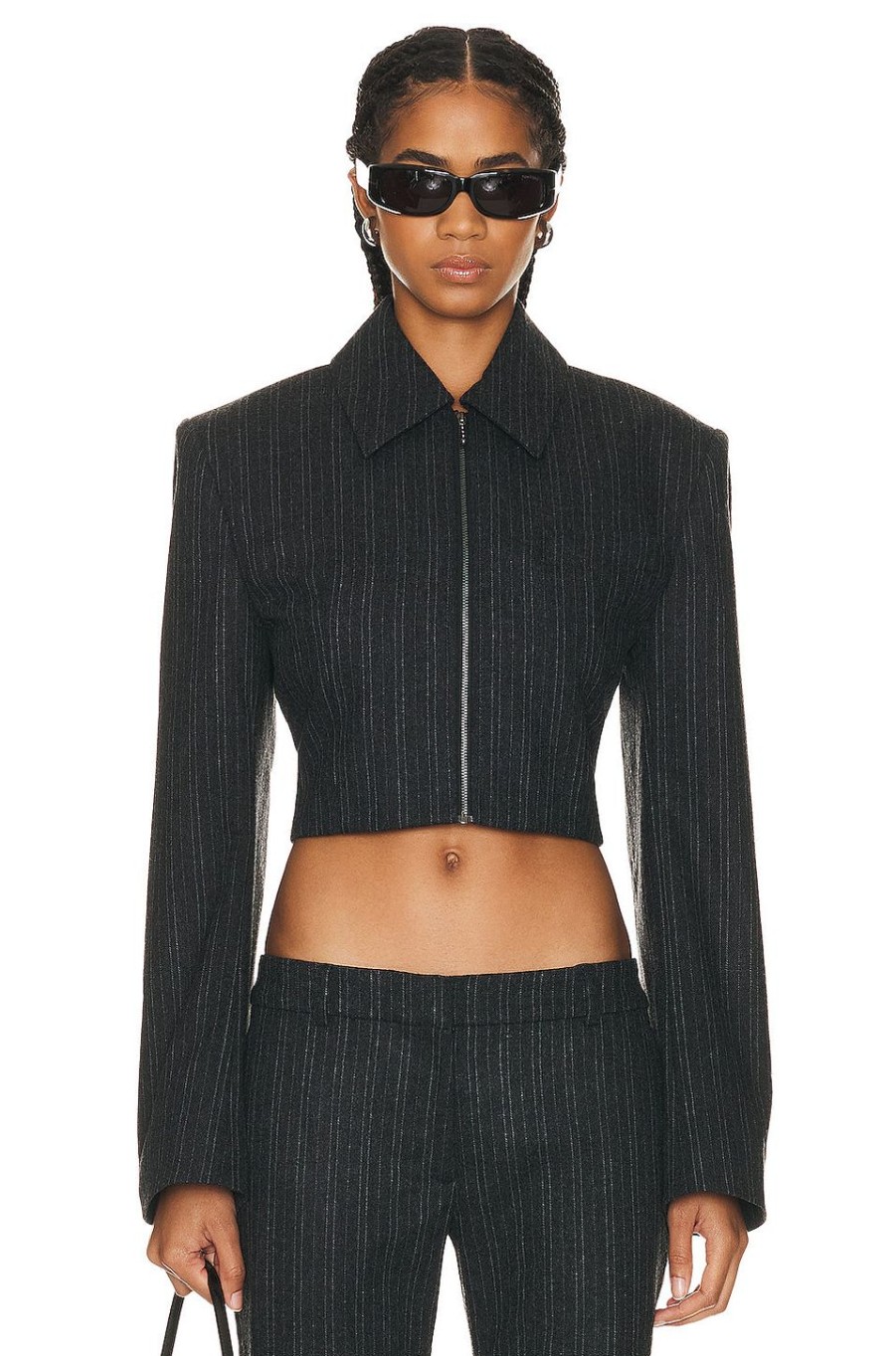 Women Acne Studios Jackets & Coats | Crop Jacket Charcoal Grey