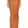 Women Alex Perry Skirts | Hartley Ruched Twist Column Skirt Brown