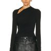 Women Enza Costa Tops | Lurex Jersey Long Sleeve Slash Top Black