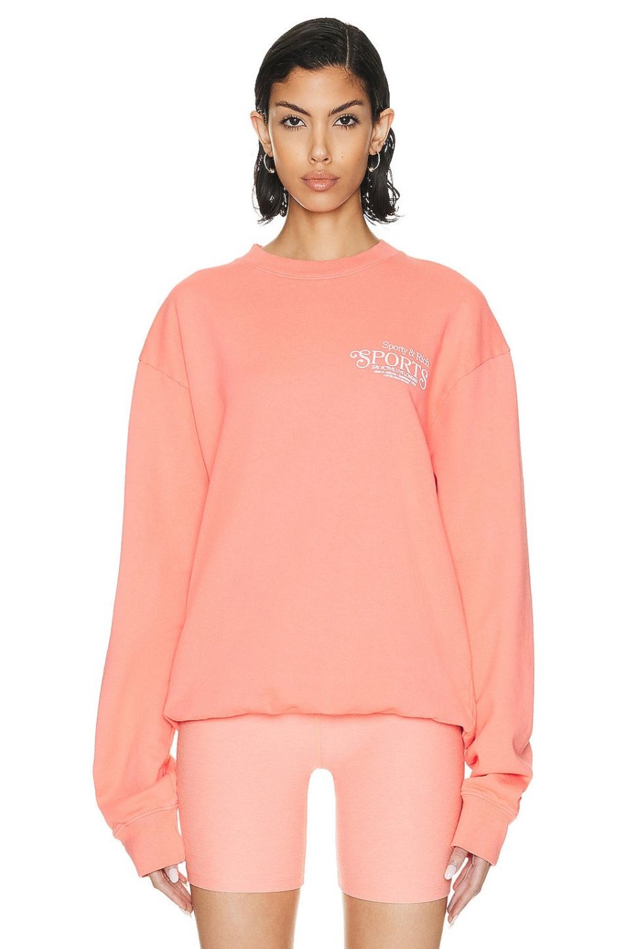 Women Sporty & Rich Sweaters & Knits | Bardot Sports Crewneck Sweatshirt Strawberry & White