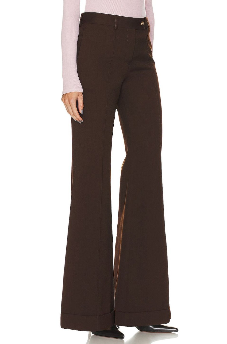 Women Acne Studios Pants | Flare Trouser Chestnut Brown