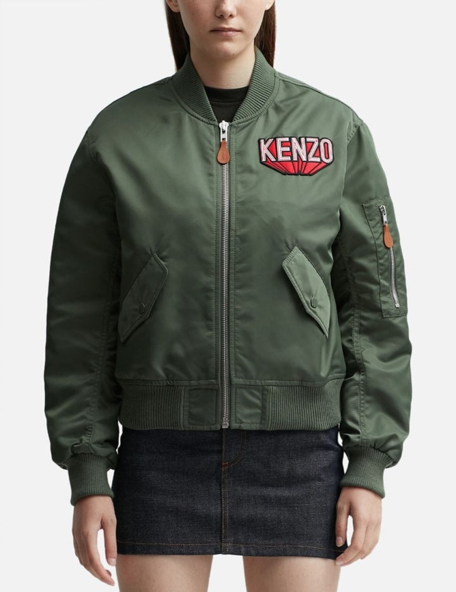 Women Kenzo Jackets & Coats | Kenzo 3D Bomber Jacket Green