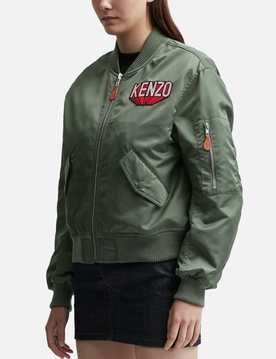 Women Kenzo Jackets & Coats | Kenzo 3D Bomber Jacket Green