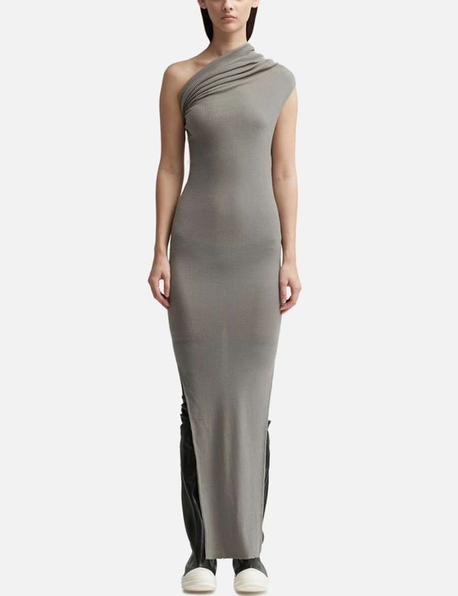 Women Rick Owens Dresses | Ribbed One Shoulder Dress Beige