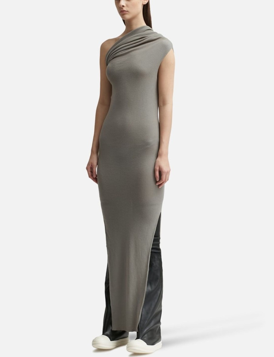 Women Rick Owens Dresses | Ribbed One Shoulder Dress Beige