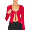 Women Miaou Sweaters & Knits | Mid Clip Knit Cardigan Red Rose