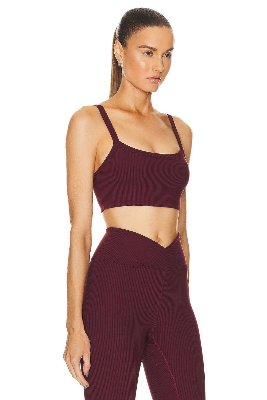 Women YEAR OF OURS Activewear | Ribbed Sports Bralette Dark Cherry