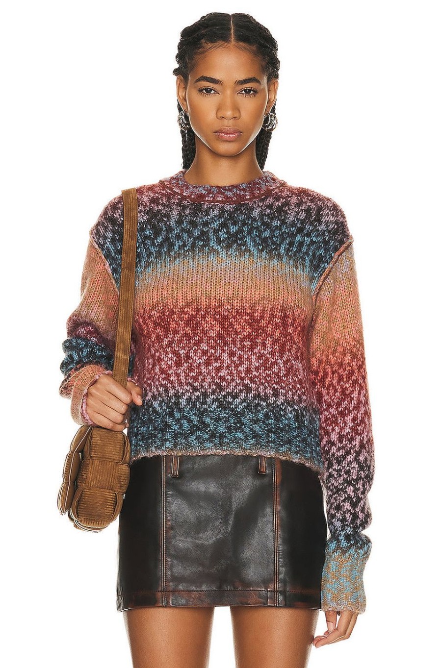 Women Acne Studios Sweaters & Knits | Pull Over Sweater Brown & Blue Multi