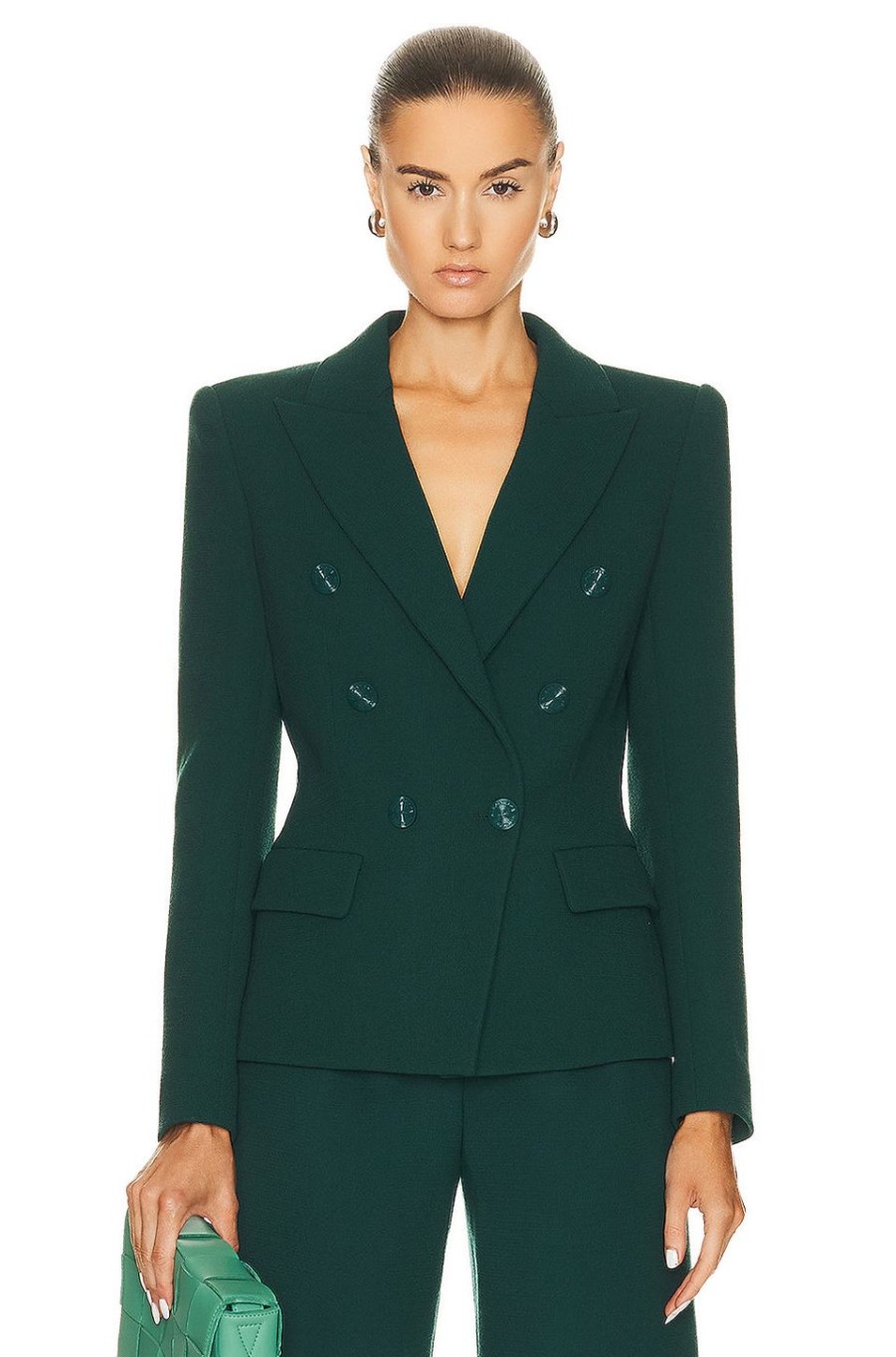 Women Alexandre Vauthier Jackets & Coats | Wool Jacket Cypress Green