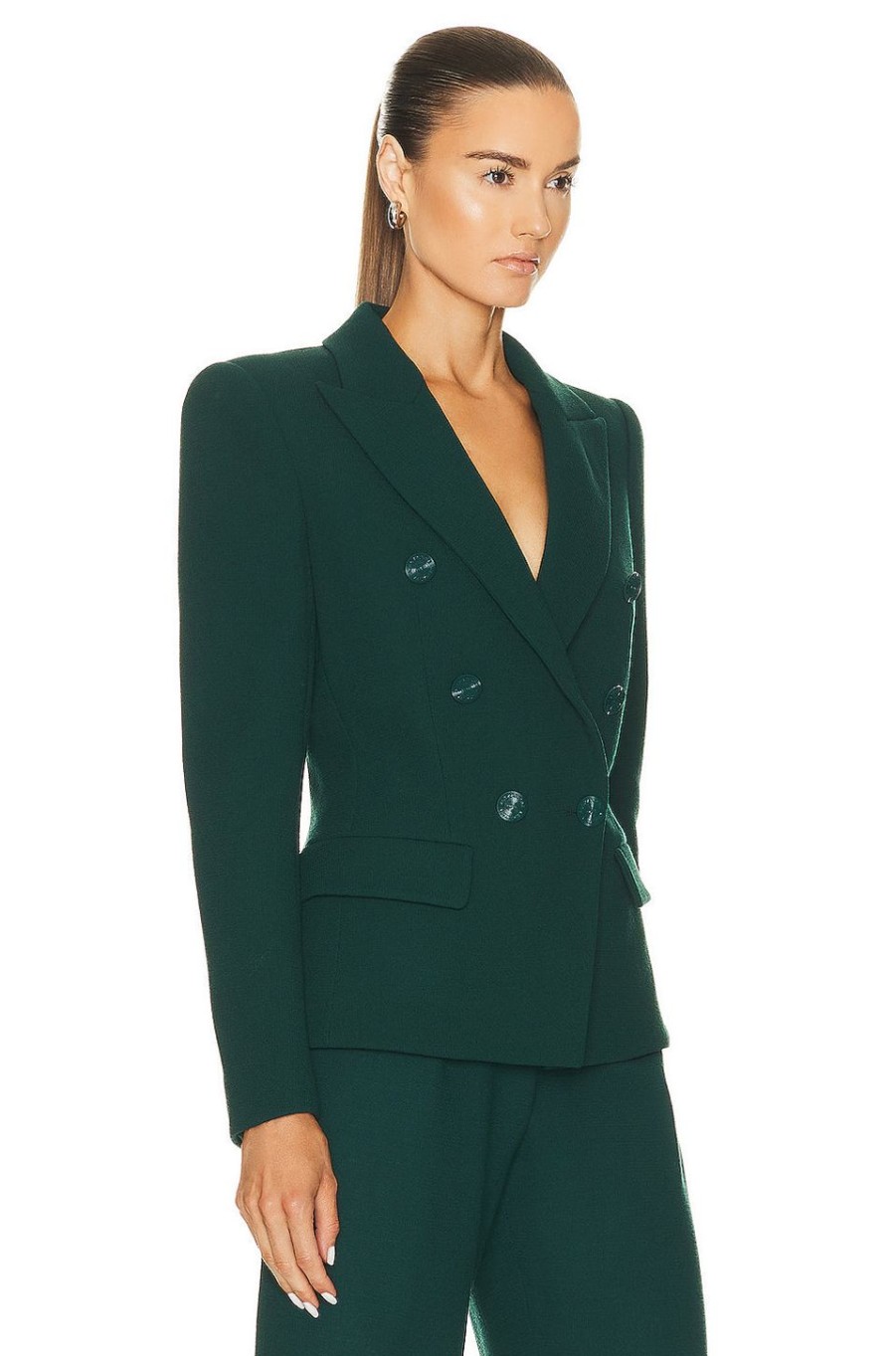 Women Alexandre Vauthier Jackets & Coats | Wool Jacket Cypress Green