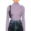 Women Jean Paul Gaultier Sweaters & Knits | Trompe L'Oeil High Neck Long Sleeve Sweater Pink & Blue