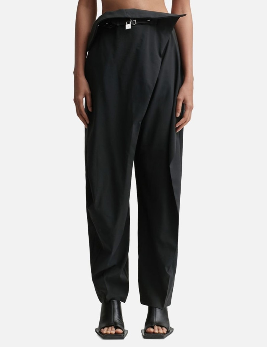 Women JW Anderson Pants | Padlock Strap Foldover Pants Black