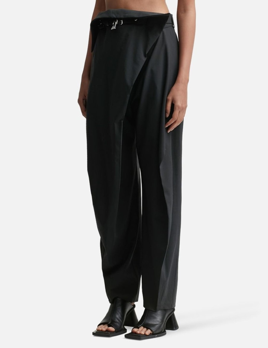 Women JW Anderson Pants | Padlock Strap Foldover Pants Black