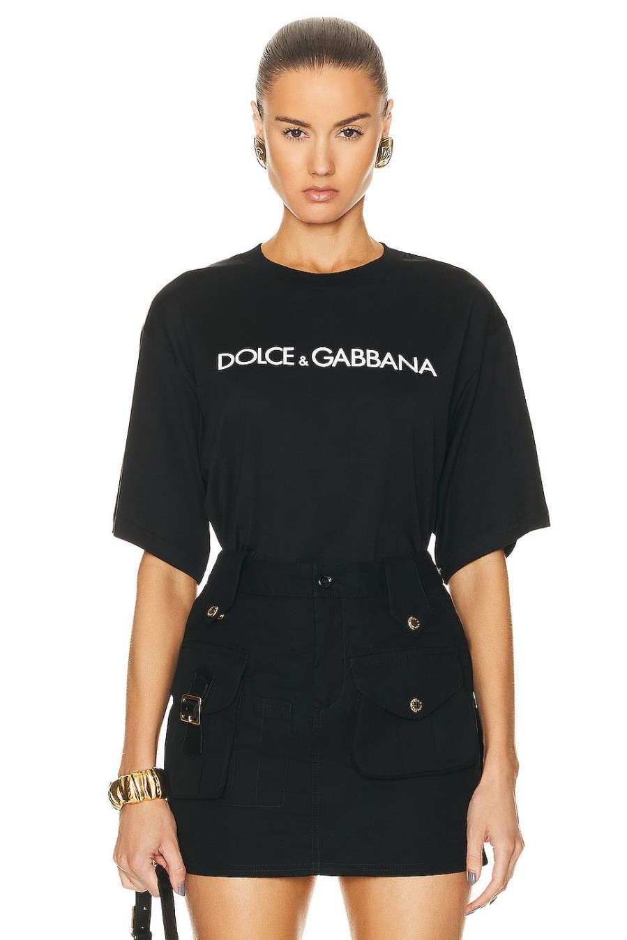 Women Dolce & Gabbana Tops | Logo T-Shirt Nero