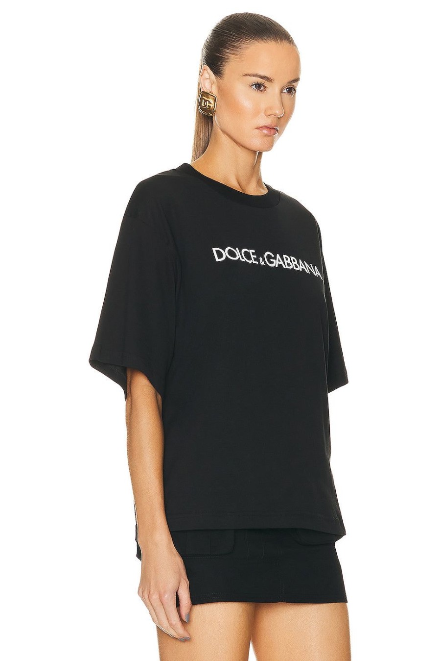 Women Dolce & Gabbana Tops | Logo T-Shirt Nero