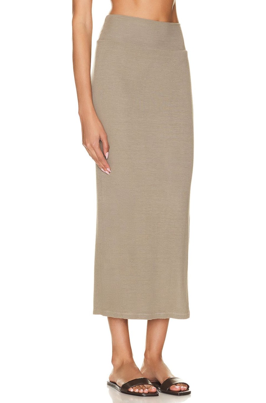 Women Enza Costa Skirts | Stretch Silk Knit Essential Skirt Olive Oil