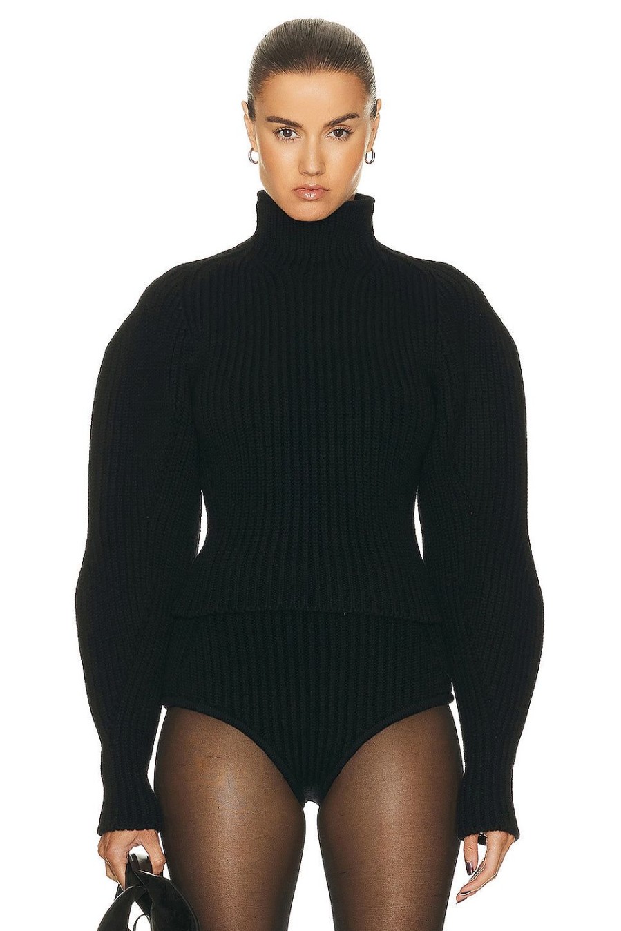 Women ALAÏA Sweaters & Knits | High Neck Sweater Noir Alaia