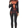 Women Jean Paul Gaultier Jumpsuits & Rompers | Printed Corps Long Sleeve High Neck Jumpsuit Dark Nude