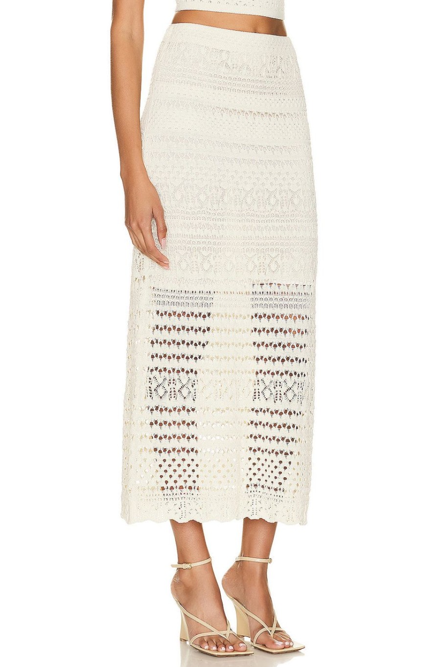 Women SIMKHAI Skirts | Alita Macrame Mixed Stitch Maxi Skirt Cream