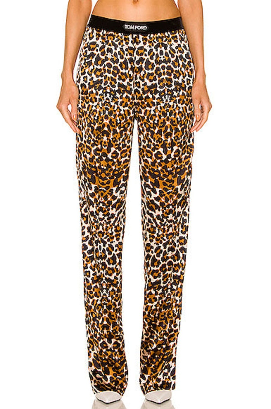 Women TOM FORD Pants | Logo Waist Leopard Pj Pant Black & Beige