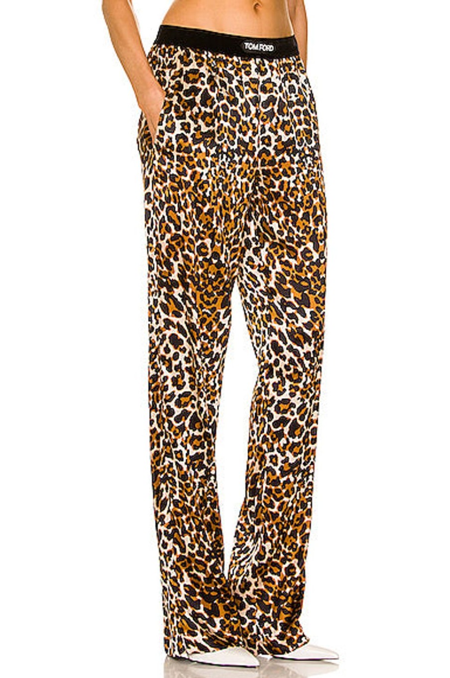 Women TOM FORD Pants | Logo Waist Leopard Pj Pant Black & Beige