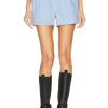 Women Alexander Wang Shorts | All Over Boxer Short Light Blue & White