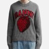 Women Ganni Sweaters & Knits | Graphic Strawberry O-Neck Pullover Grey