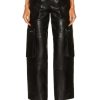 Women Amiri Pants | Leather Cargo Loose Straight Pant Black