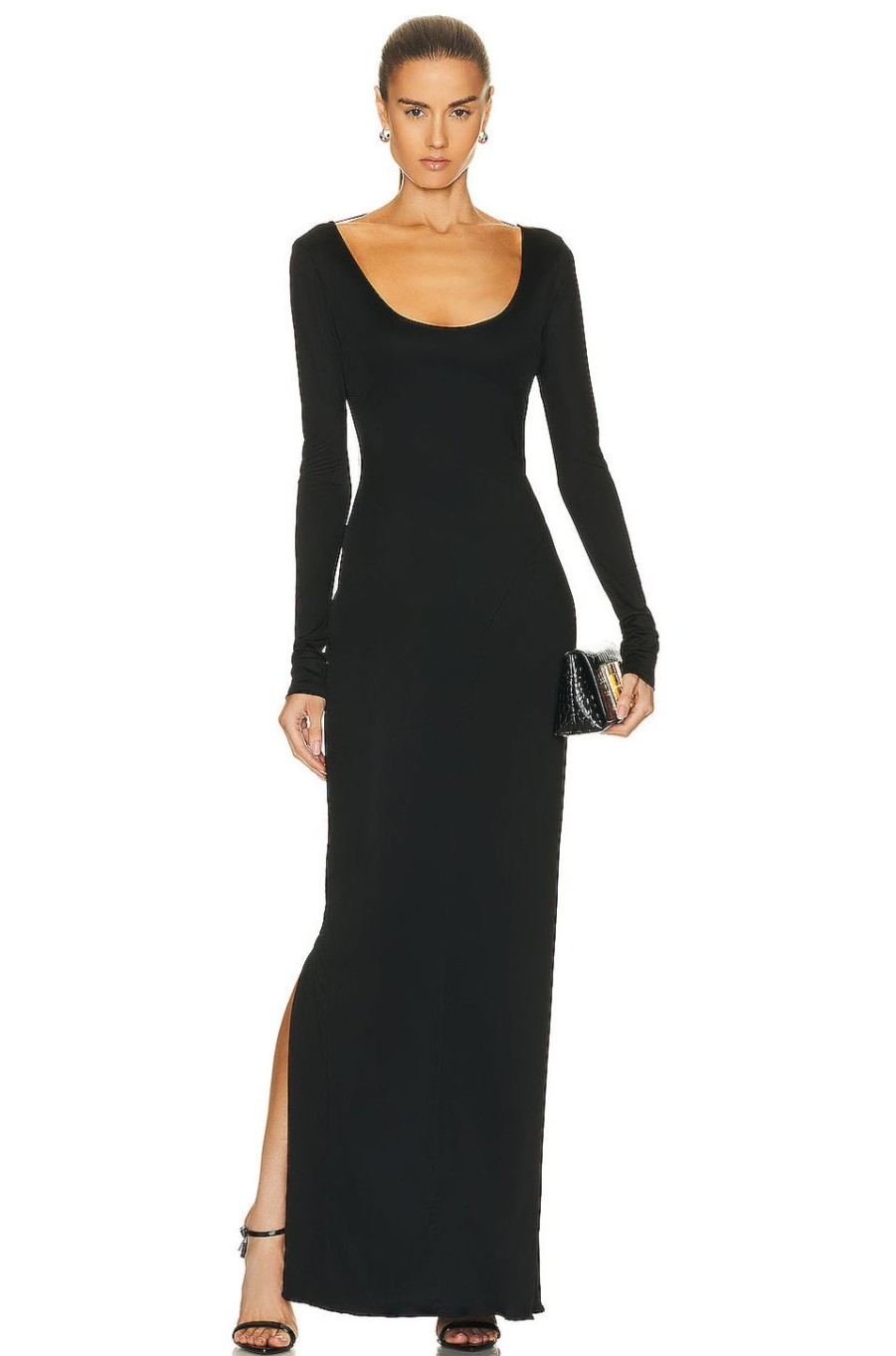 Women TOM FORD Dresses | Scoop Neck Evening Dress Black