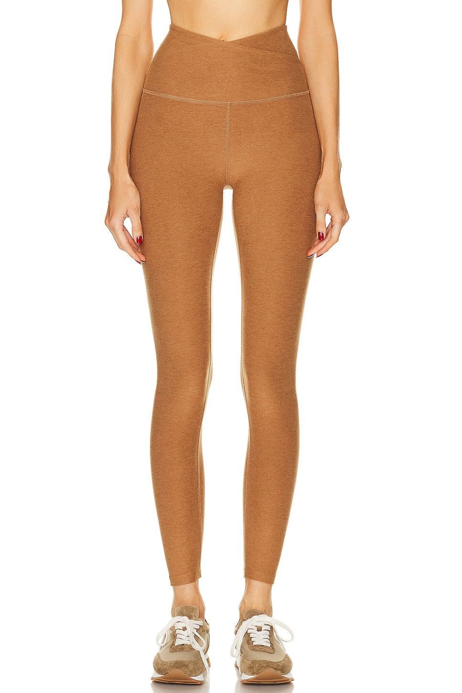 Women Beyond Yoga Activewear | Spacedye At Your Leisure High Waisted Midi Legging Caramel Toffee Heather