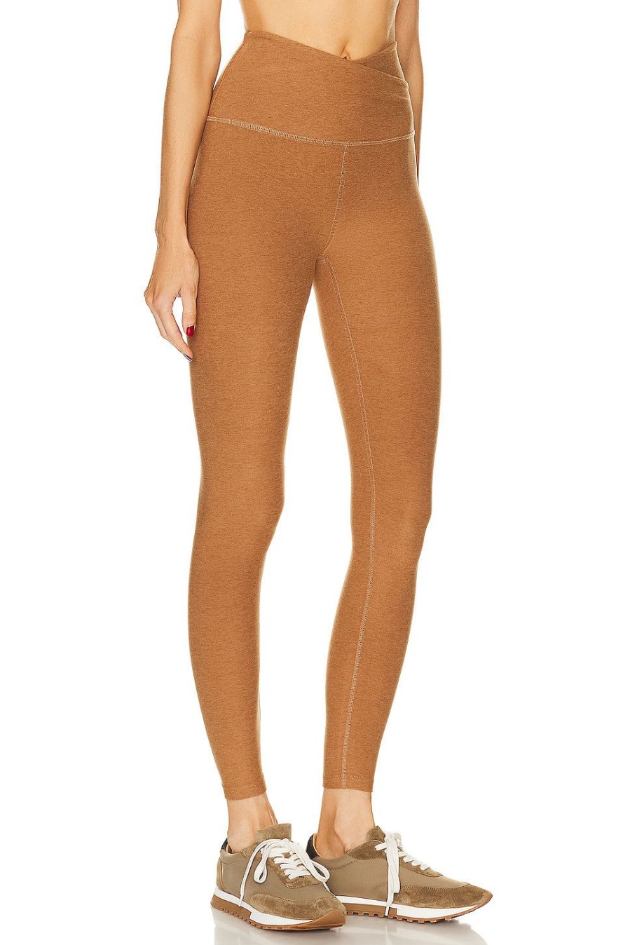 Women Beyond Yoga Activewear | Spacedye At Your Leisure High Waisted Midi Legging Caramel Toffee Heather