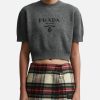 Women Prada Sweaters & Knits | Short-Sleeved Sweater Grey