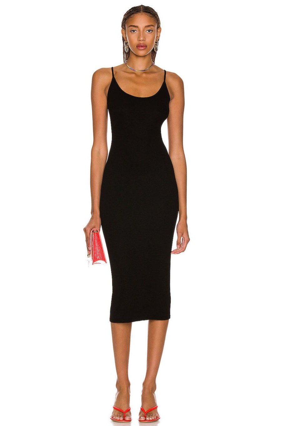 Women Enza Costa Dresses | Stretch Silk Knit Essential Dress Black