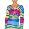 Women The Elder Statesman Sweaters & Knits | Cashmere Frank Stripe Mini Cardigan Multicolor